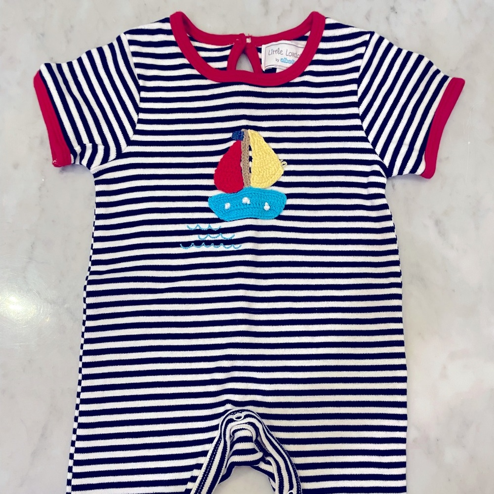 Little London x Abella Onesie 3-6 mo Striped Sailboat